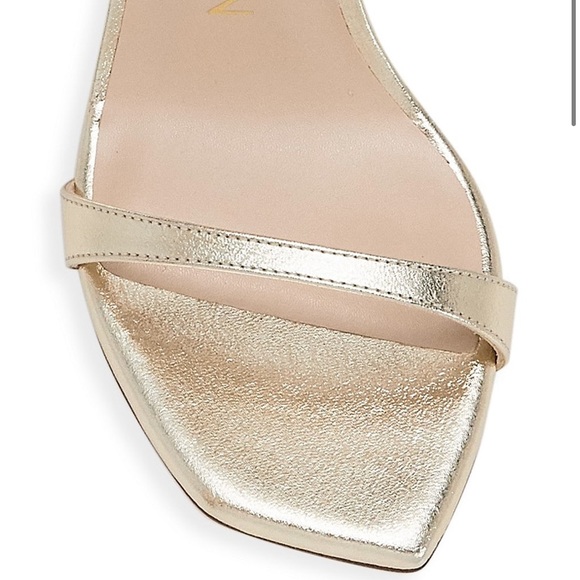 Stuart Weitzman Ellsie Ankle-Wrap Metallic Leather Sandals - Picture 4 of 6